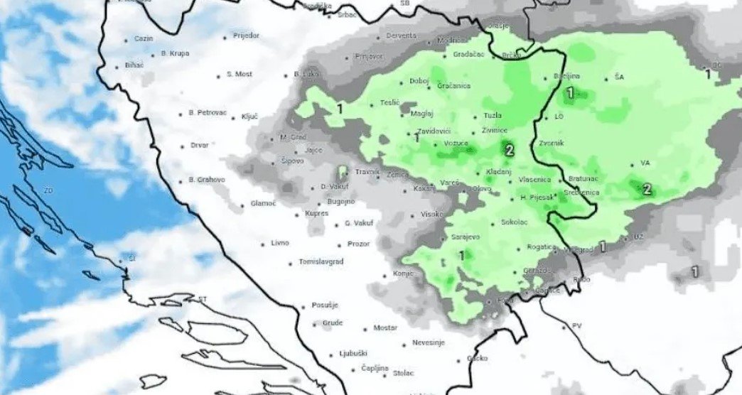 Padavine polako zahvataju cijelu BiH, u narednim satima nam stiže snijeg