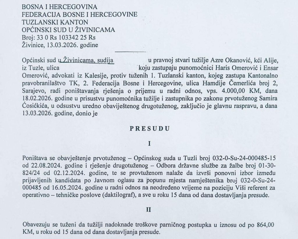 Azra iz Živinica nije dobila posao na Sudu jer nosi hidžab